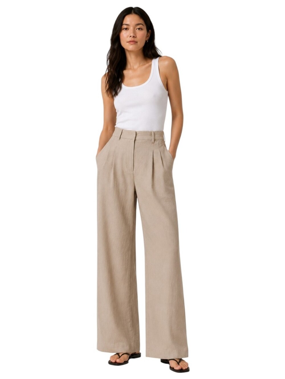 Aritzia Wilfred Effortless Pant Linen Tan/Camel Women's 6